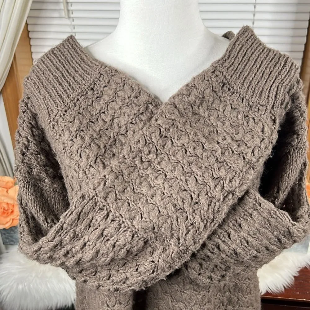 Free People Crashing Waves Pullover in Cocoa Sz Large
